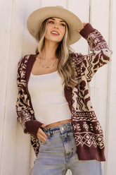 Jackson Oversized Cardigan | Dark Mocha Print